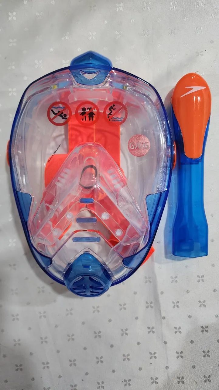 Máscara e Snorkel Full Face Pro Speedo - AZUL TRANSLUCIDO - nunca usada