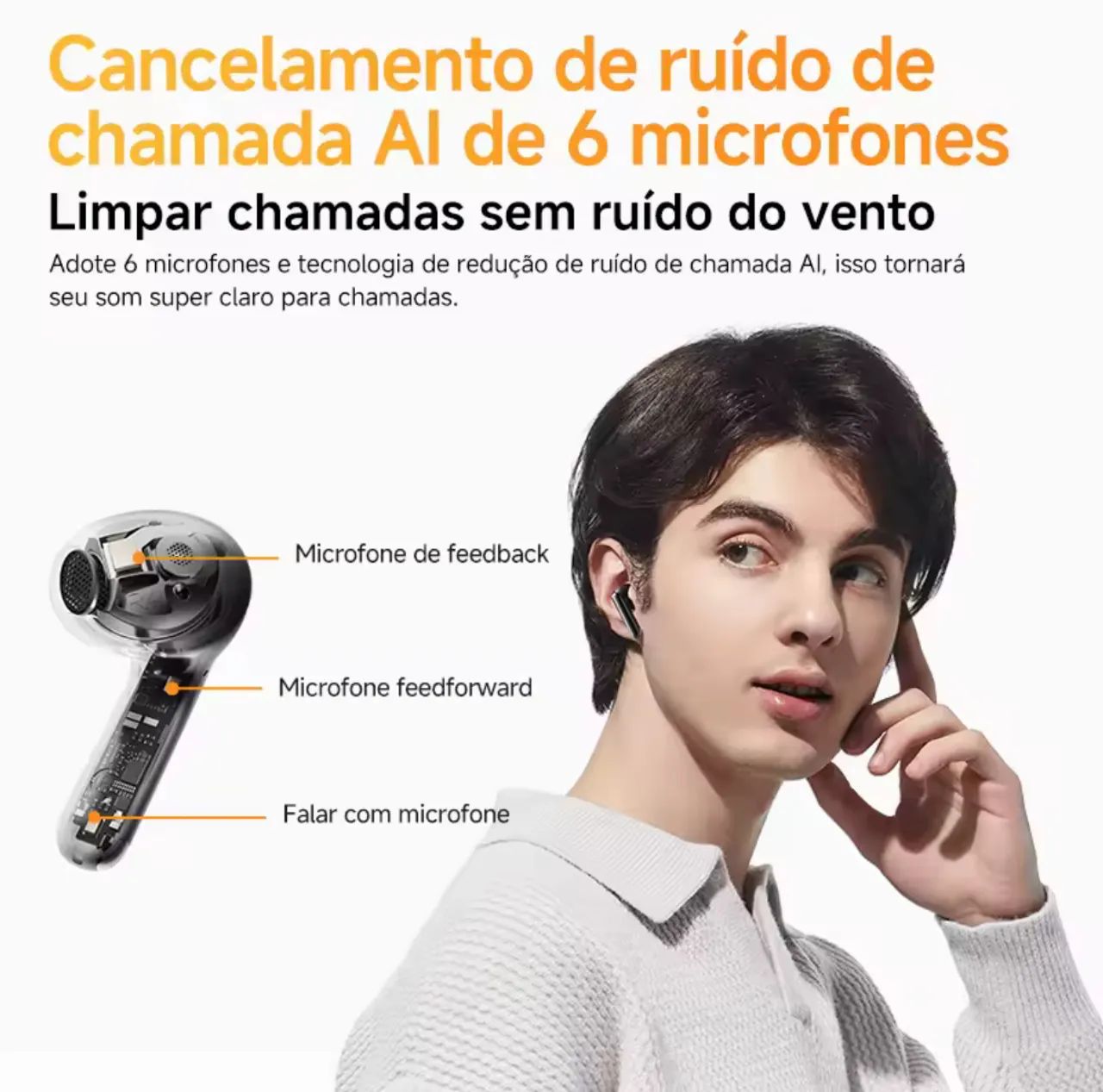 Fone de Ouvido QCY AilyBuds Pro+ - Branco com Case - Foto 3