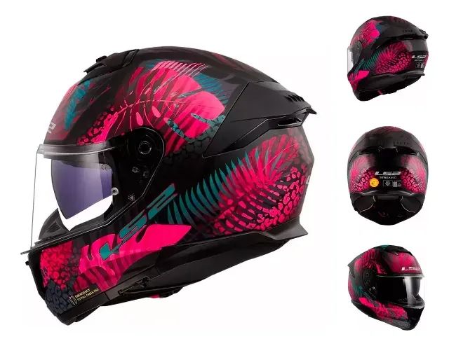 Capacete LS2 FF808 stream 2 rosa feminino com oculos