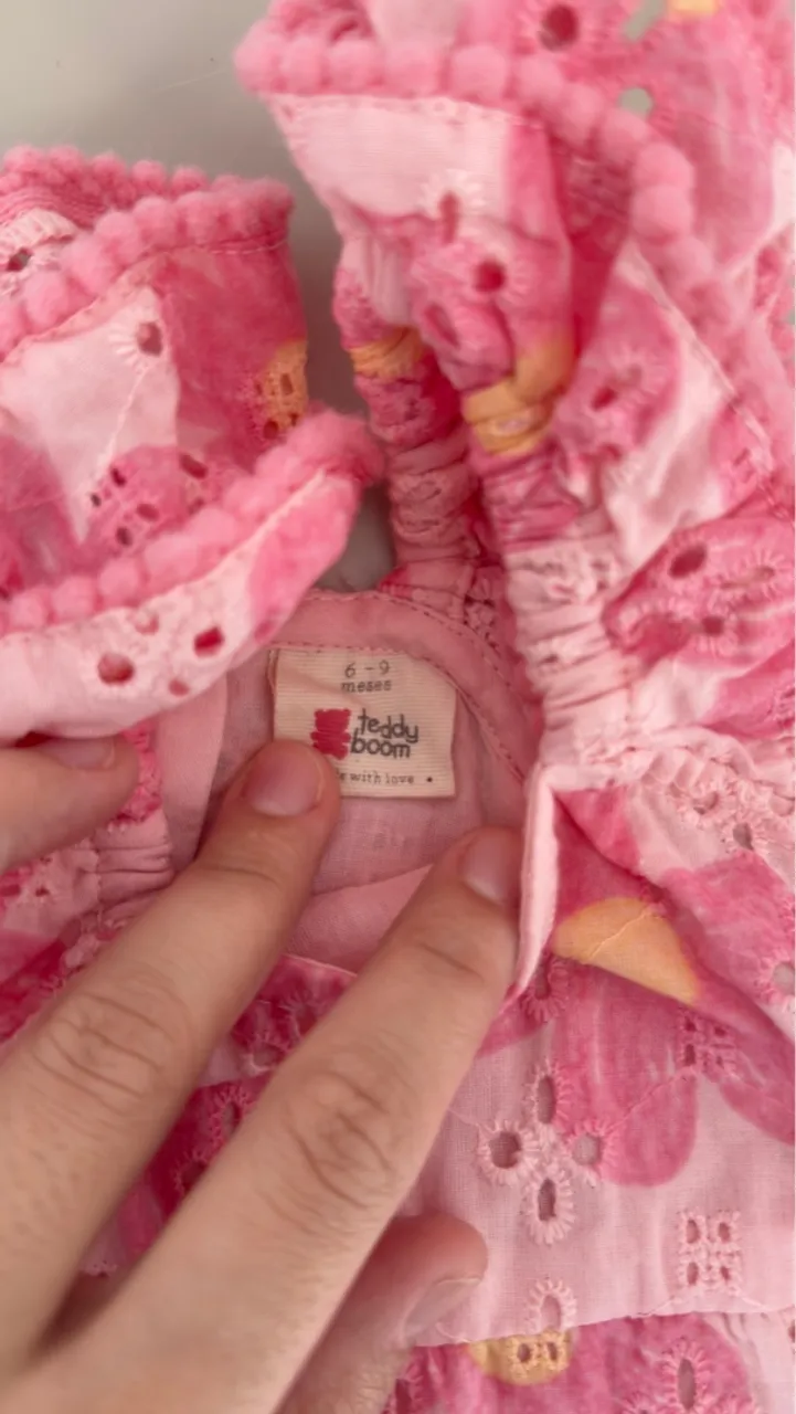 Vestido Rosa Bordado Teddy Boom 6-9 Meses