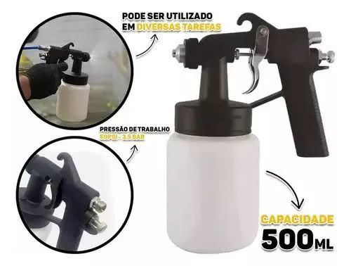 Pistola de pintura 500ml plástico 6611 Fertak  - Foto 2