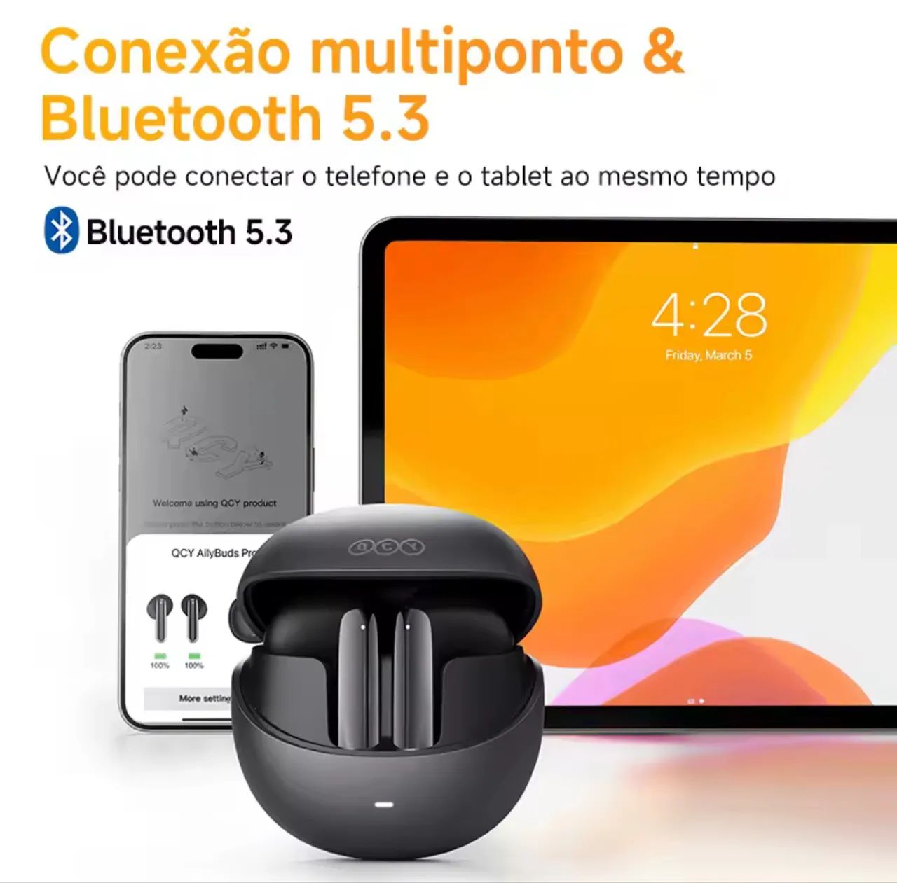 Fone de Ouvido QCY AilyBuds Pro+ - Branco com Case - Foto 5