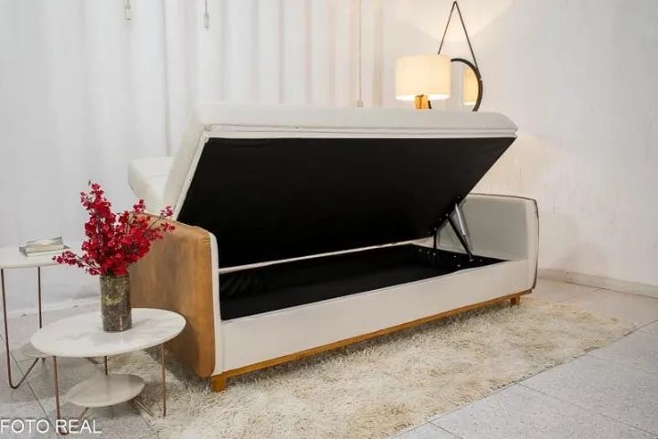 Sofá Cama Ipanema Baú Linho Larg. 2.05m- Produto Novo Entrega Rápida - Foto 3