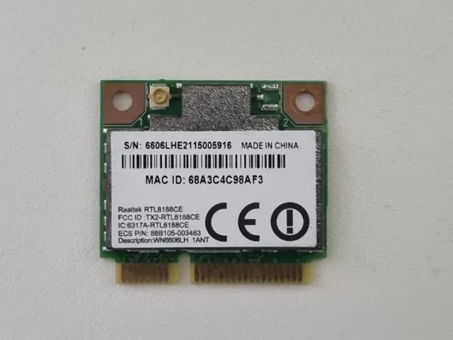 Placa Rede Sem Fio (wireless/wifi) Para Notebook Realtek RTL8188CE