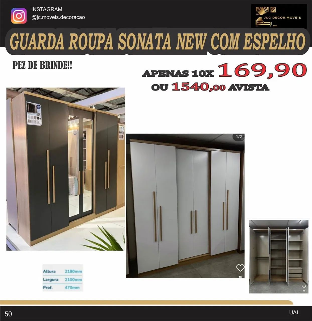 Guarda Roupa Sonata New com Espelho