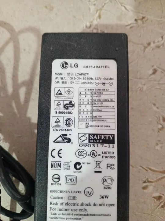 Fonte de Alimentação LG 12v para monitores 