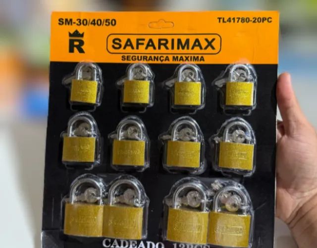 Cartela De Cadeados Safarimix Kit Com 12 Unidades Tamanhos 30, 40 e 50
