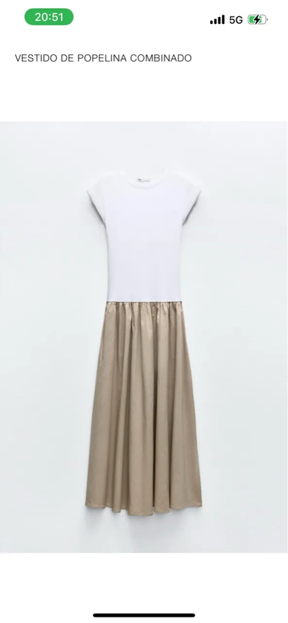Vestido de Popelina Combinado Zara