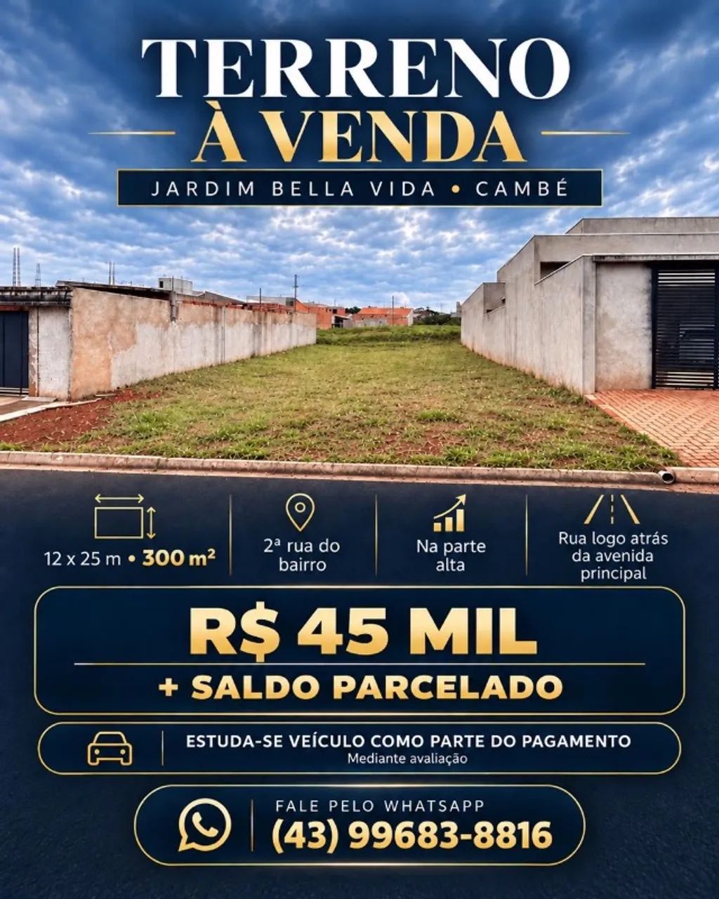 Vende-se Terreno 300M