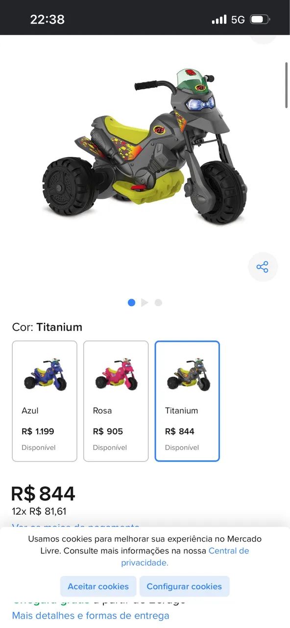 Moto elétrica infantil  - Foto 5