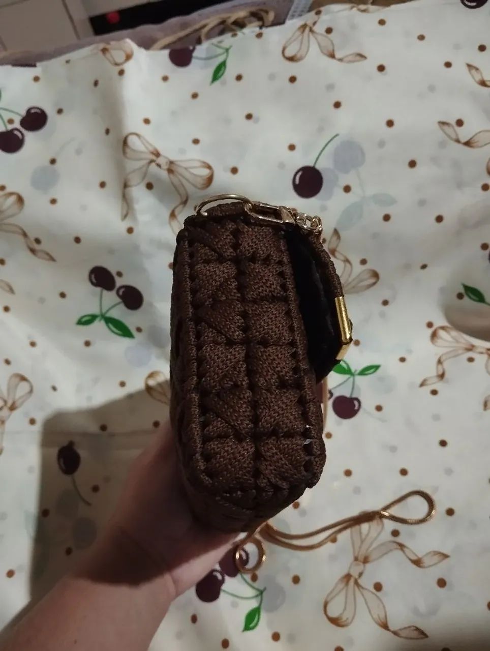 Bolsa Artesanal Crochê Marrom  - Foto 3
