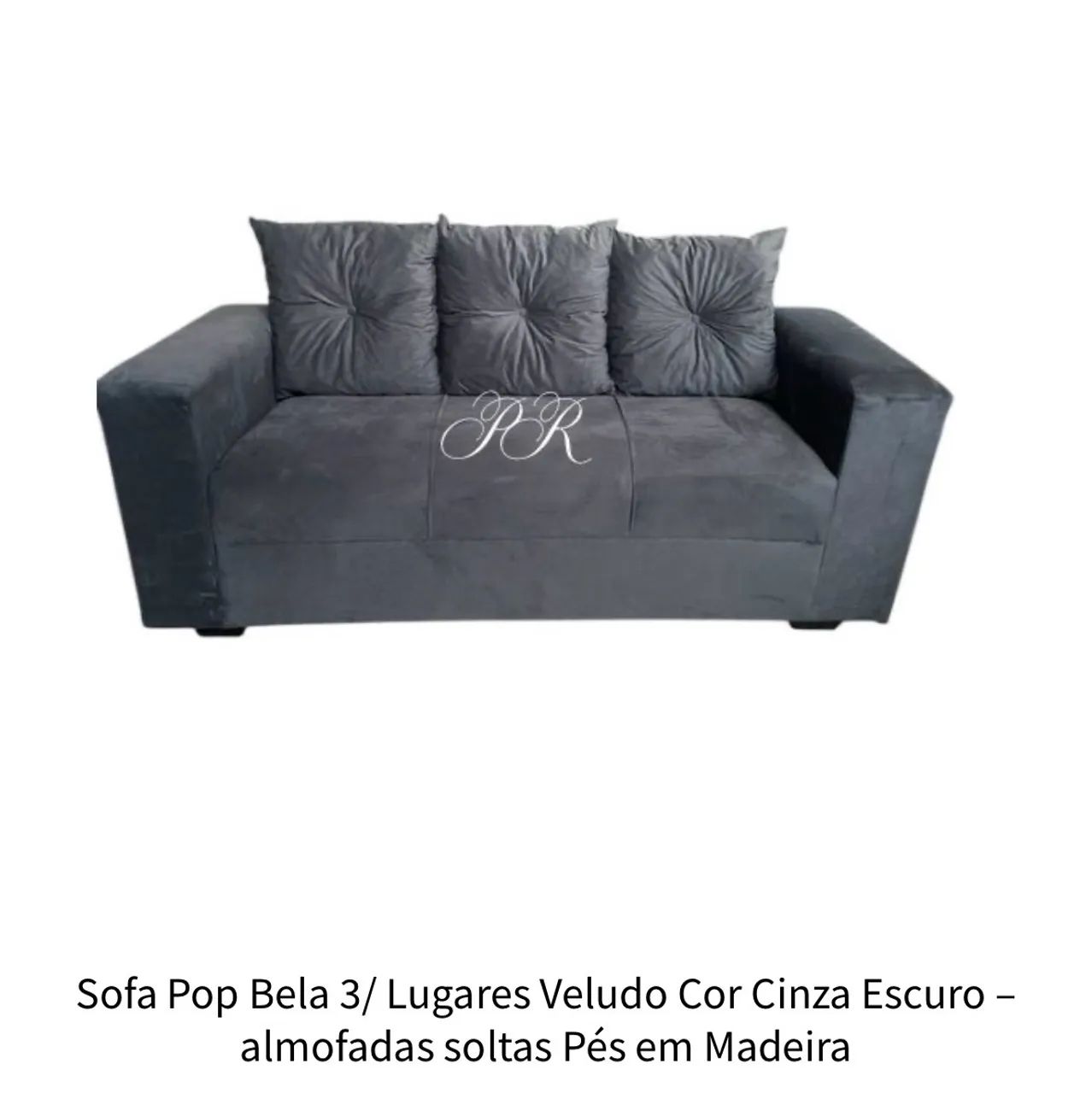 Sofá três lugares aveludado - Novo 