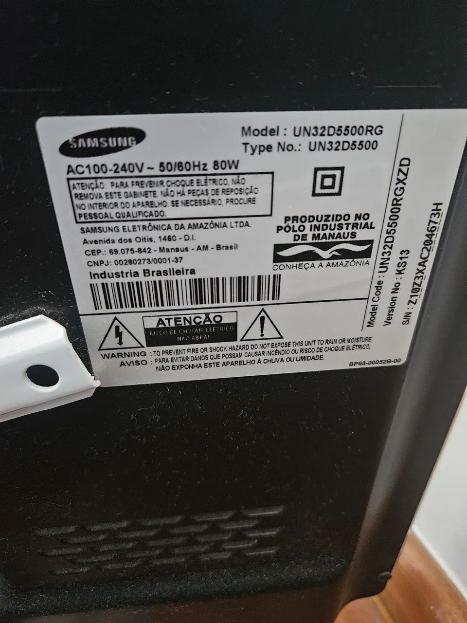 Tv Samsung Modelo: UN32D5500RG