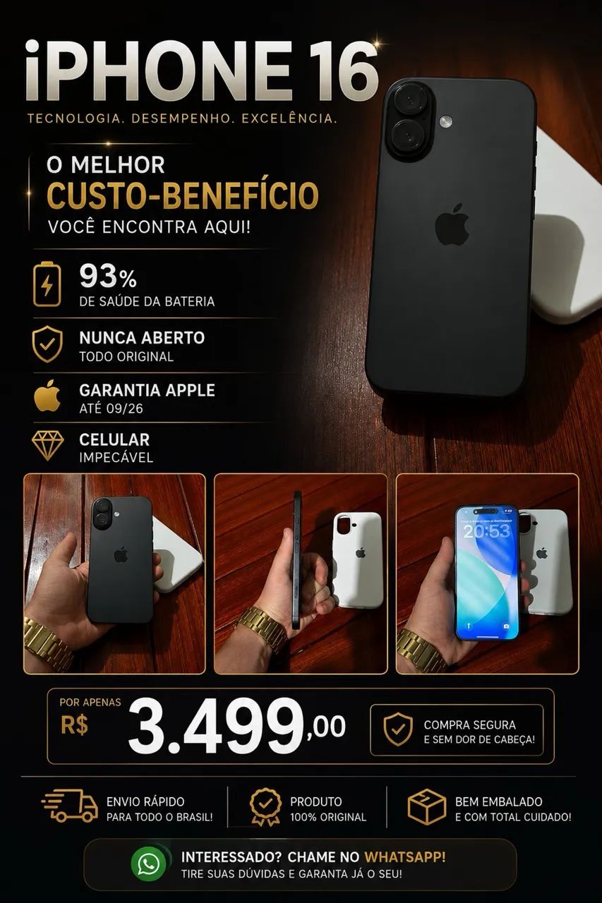 iPhone 16 impecável 