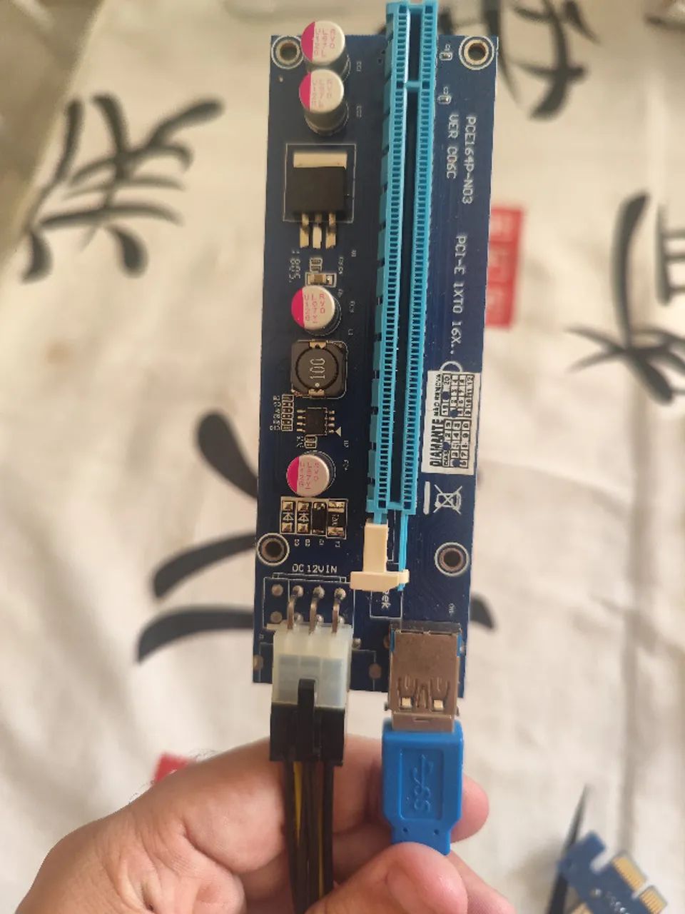 Kit 3 Risers PCI-E 1x a 16x USB 3.0 - Modelo 006C (Mineração/Bancada) - Foto 3
