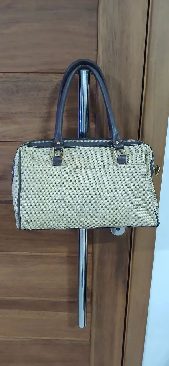 Bolsa em palha natural e couro café. (Palha e couro legítimo).  - Foto 3