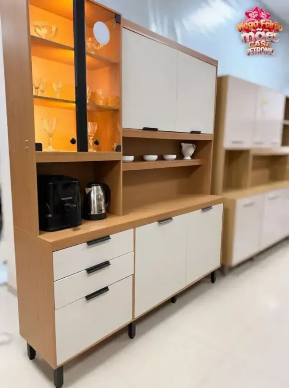 Cozinha Murano Poliman Completa com Porta de Vidro LED - Foto 2