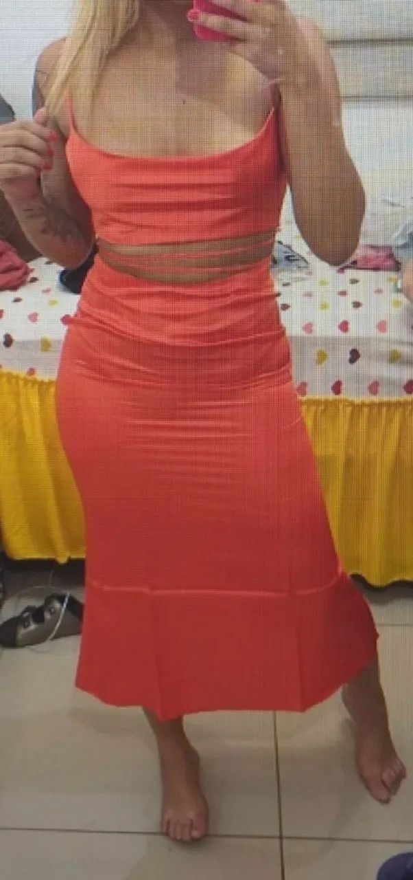 Vestido laranja cetim M - Foto 4