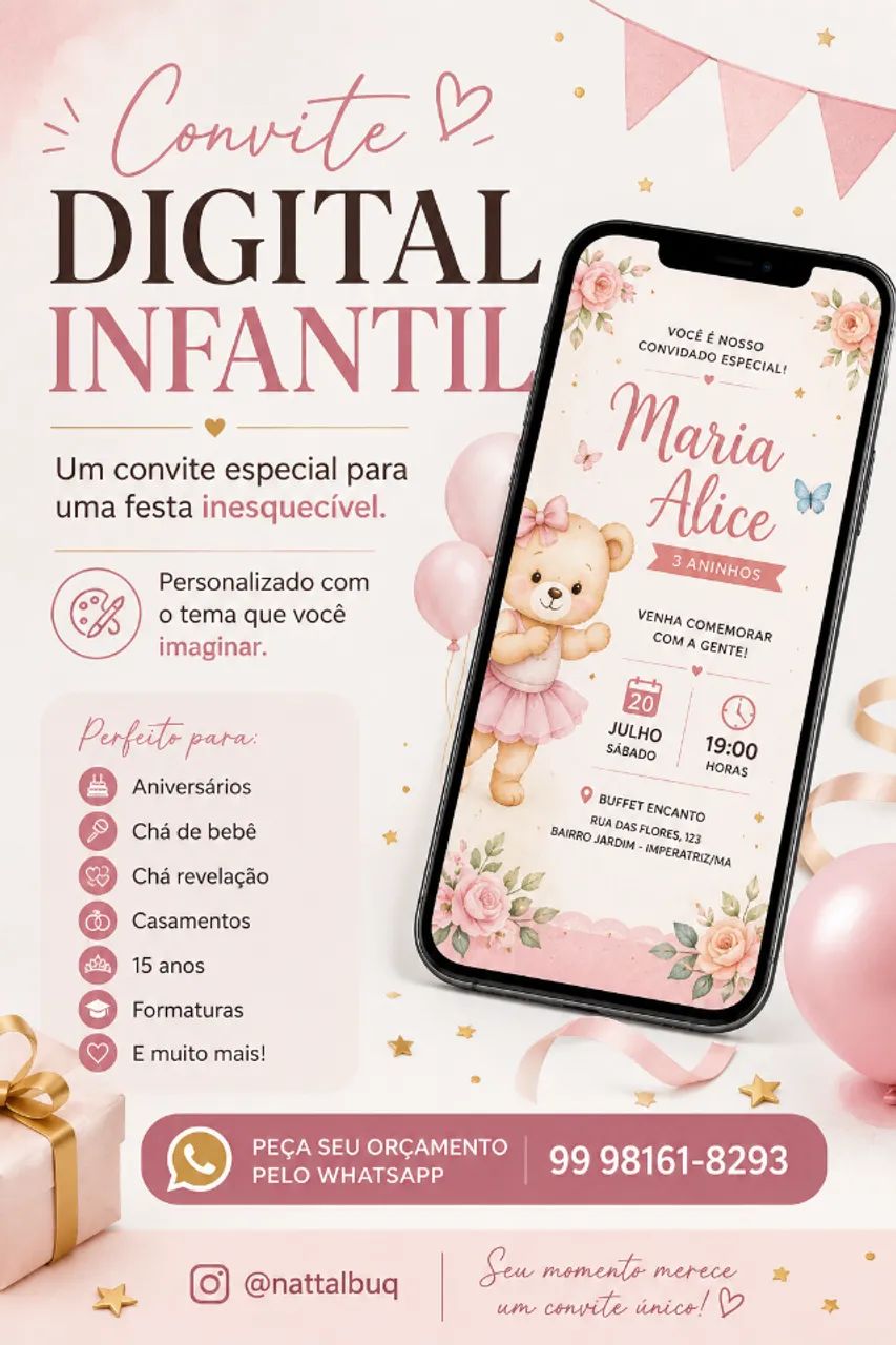 Convite Digital Personalizado para Aniversário | Convite Online - Foto 3