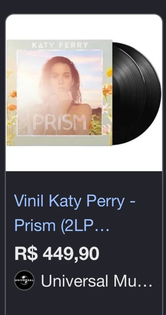 Vendo Vinil Katy Perry PRISM