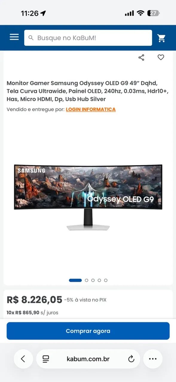 Monitor Samsung Odyssey OLED G9 49? DQHD - Foto 3