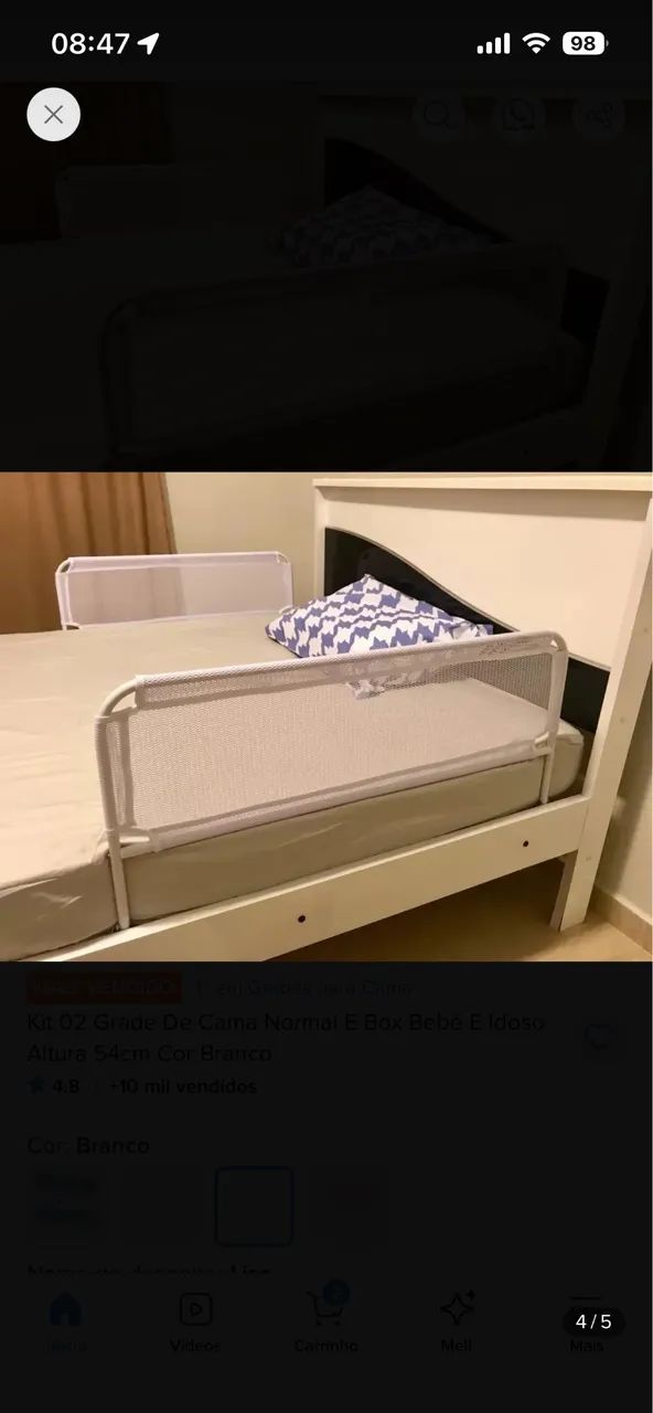 Grades (2) de cama bebês e idosos