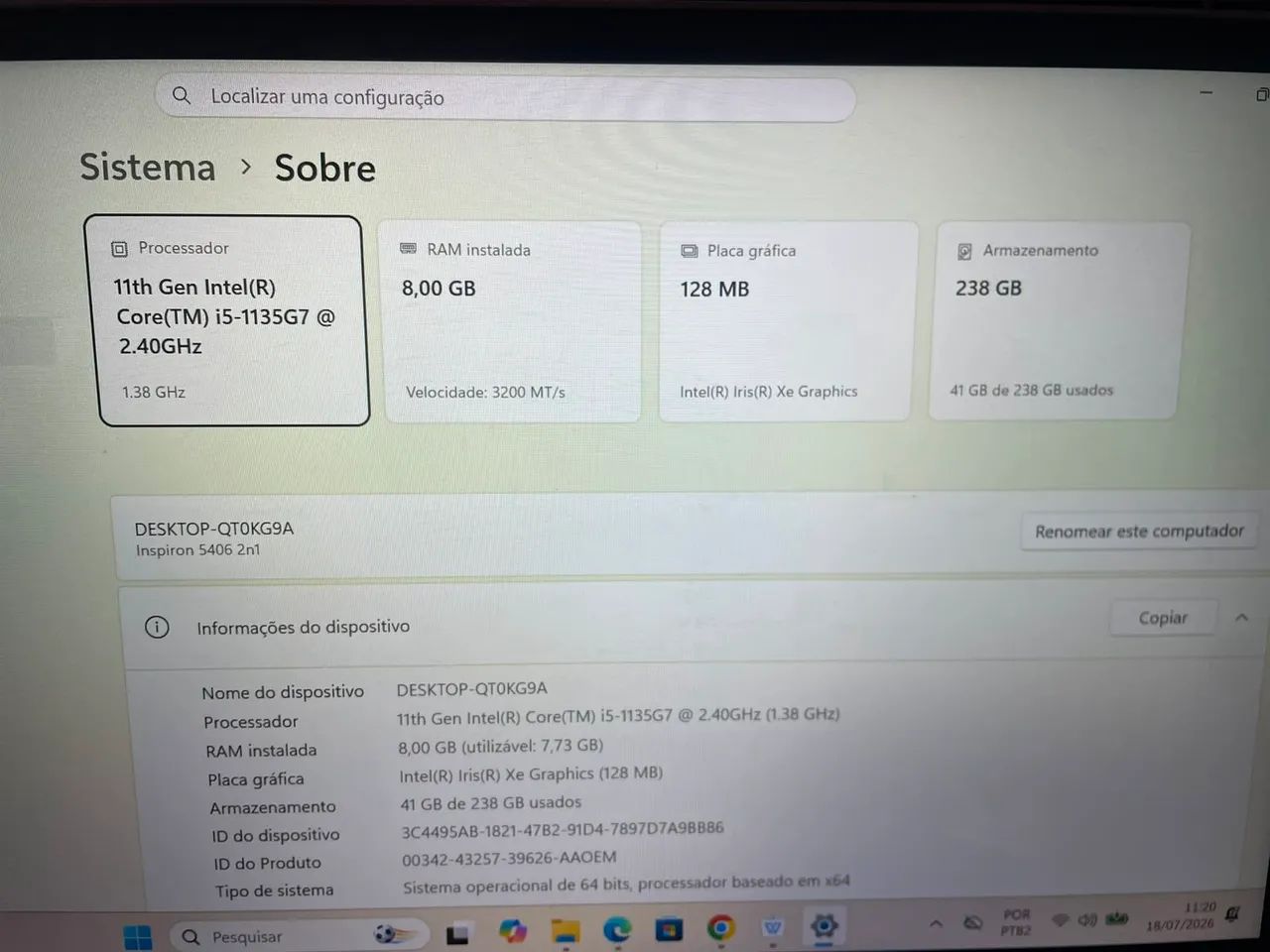 Notebook Dell Inspiron 5406 2 em 1 Touch - Intel Core i5 11ª Geração