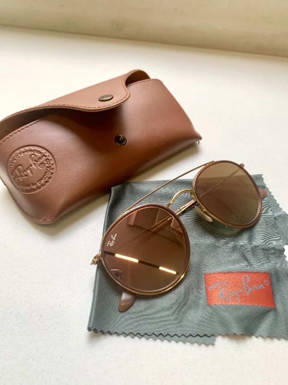 Ray-Ban Round Double Bridge RB3647N Original (Usado 2x - Completo) - Foto 2