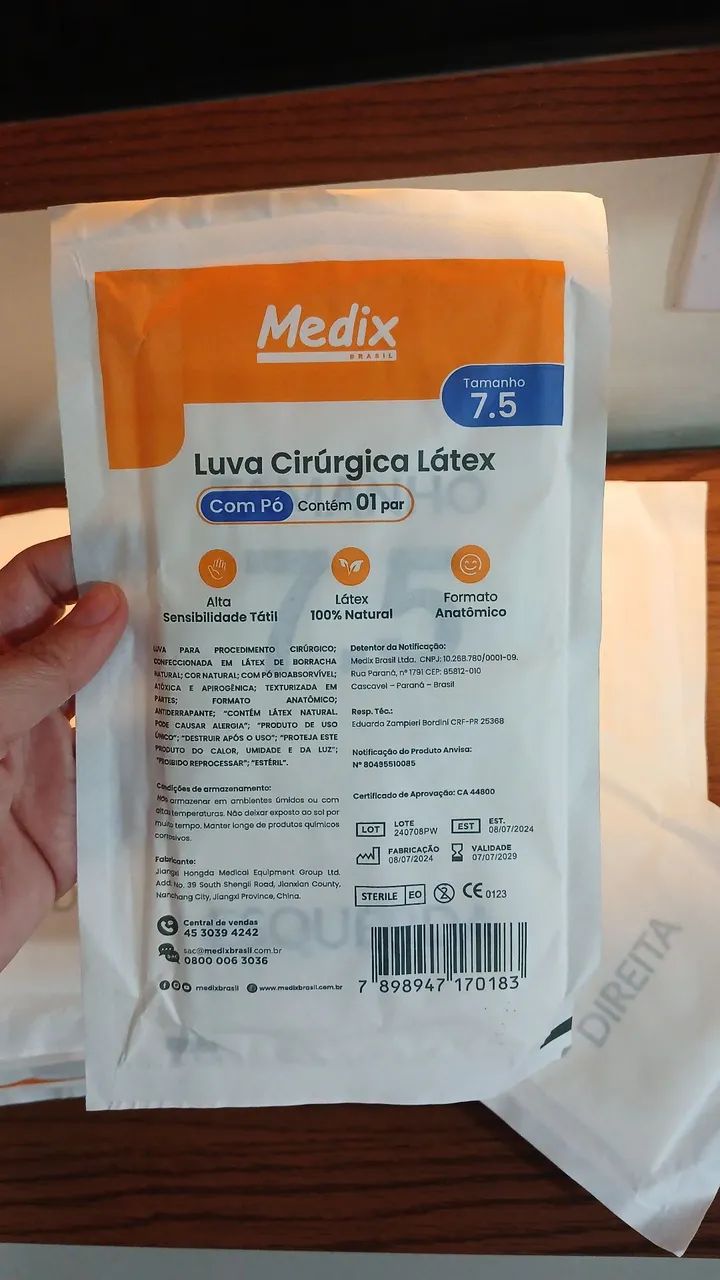 Luvas cirúrgicas de látex tamanho 7,5 - Foto 2