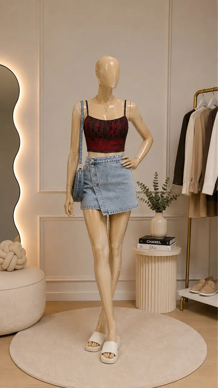 cropped tule preto e vermelho - Foto 2