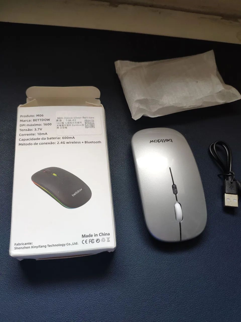 Mouse wireless e bluetooth prata Bettdow. Novo! - Foto 3
