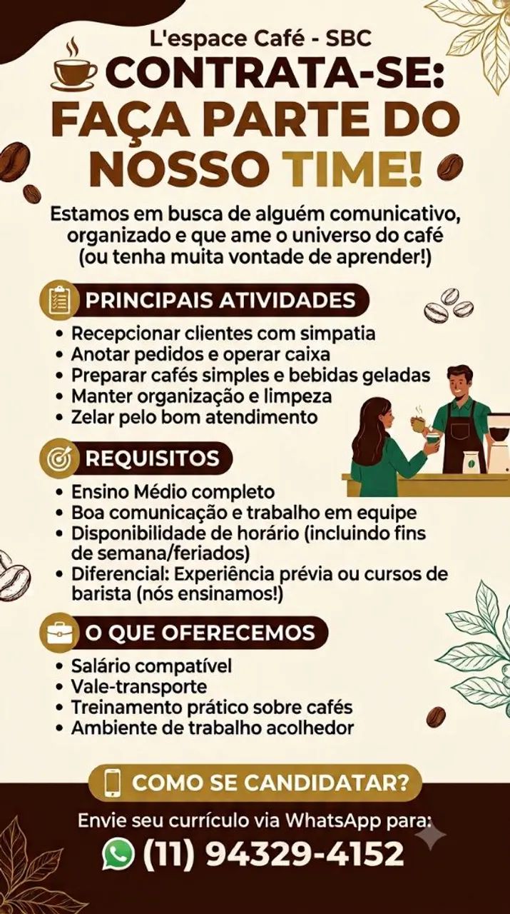 Atendente cafeteria 