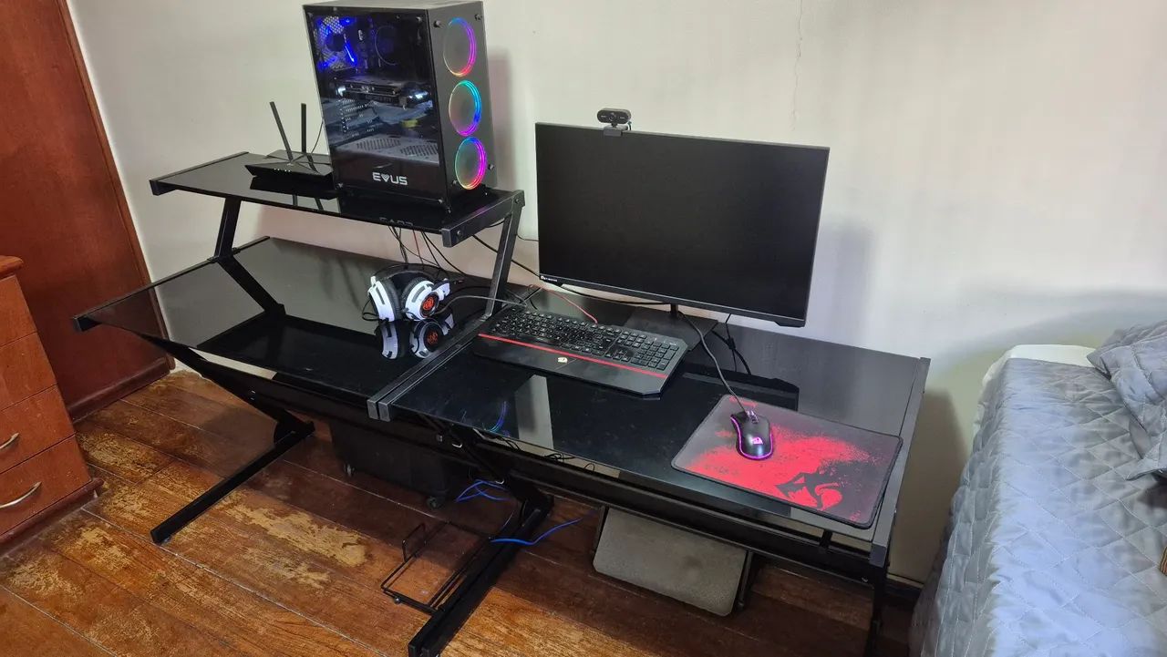 Mesa em L Modular de Metal e Vidro - Foto 4