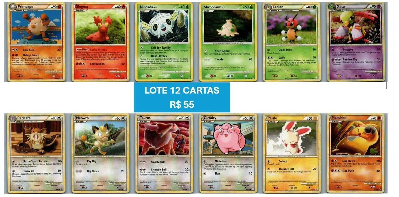 Lote 12 cartas Pokémon 