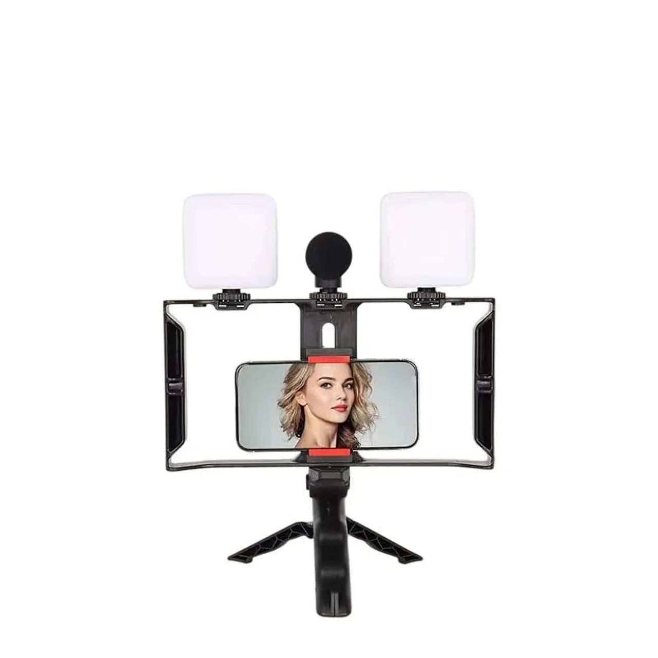 Kit Vlogging Tomate MTG-3333 Microfone+2 LEDs+Tripé p/ Celular<br> - Foto 4