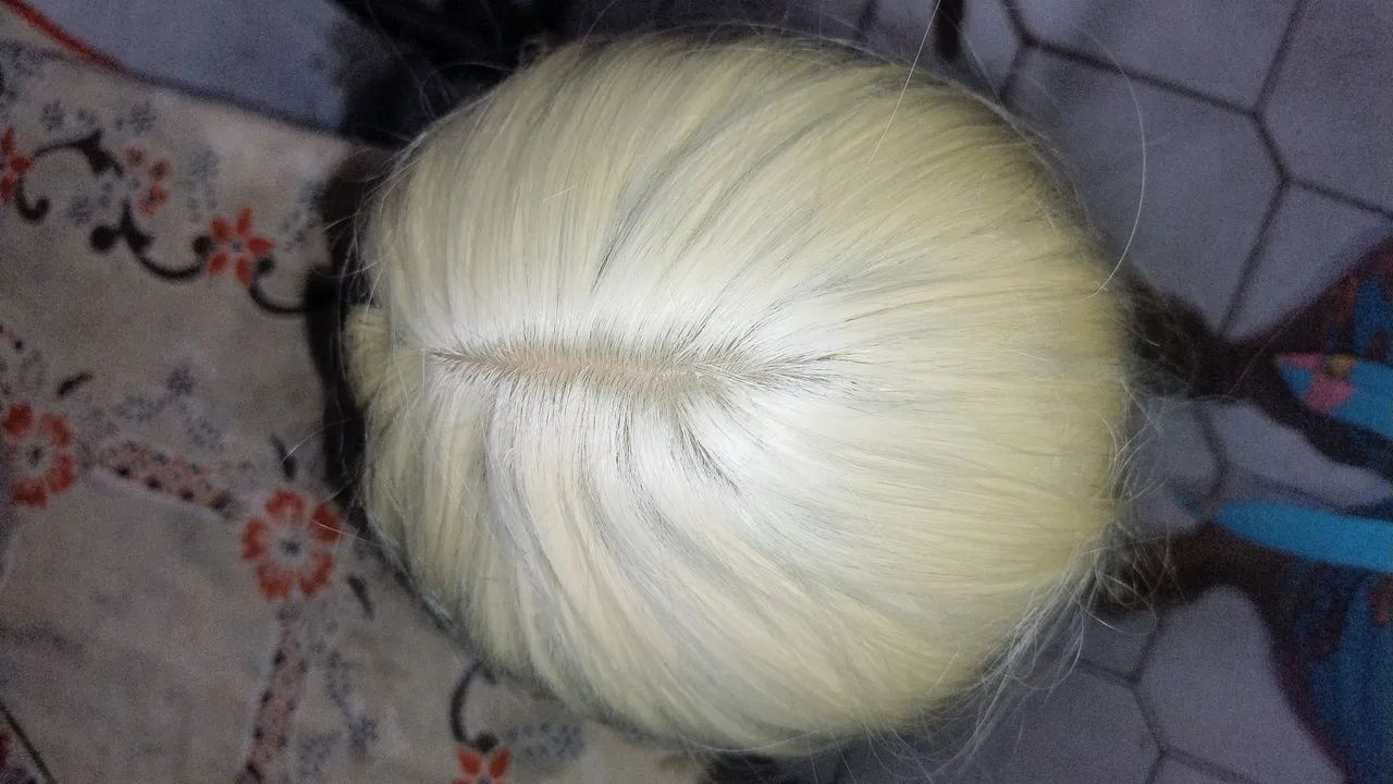 Peruca loira longa lace com cabeça d boneca  - Foto 3