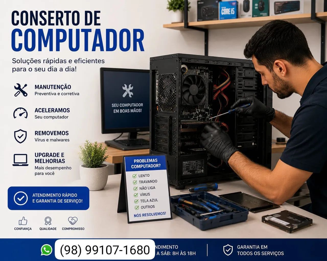 Conserto seu computador em minutos! E instalo Office!