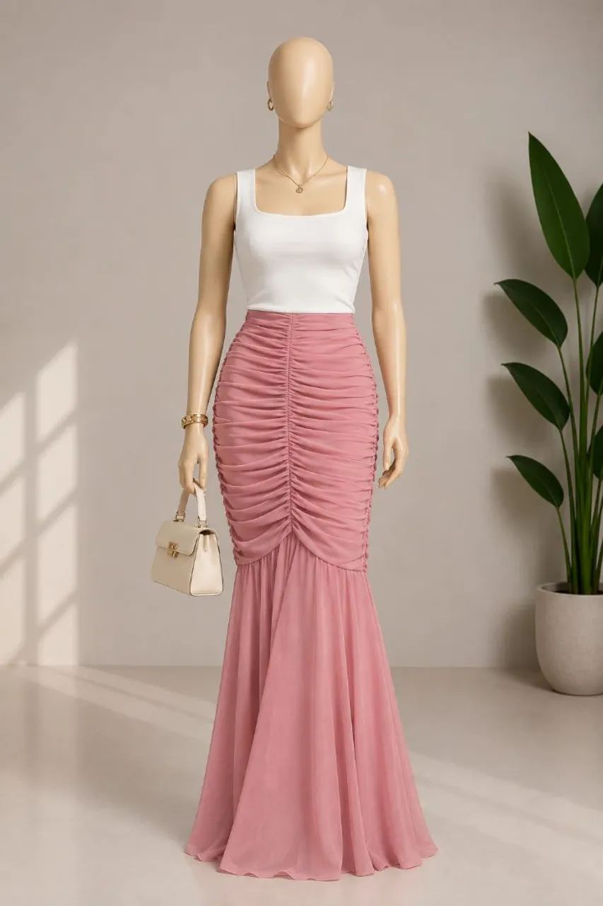 Saia em Chiffon com Drapeado - Última peça 