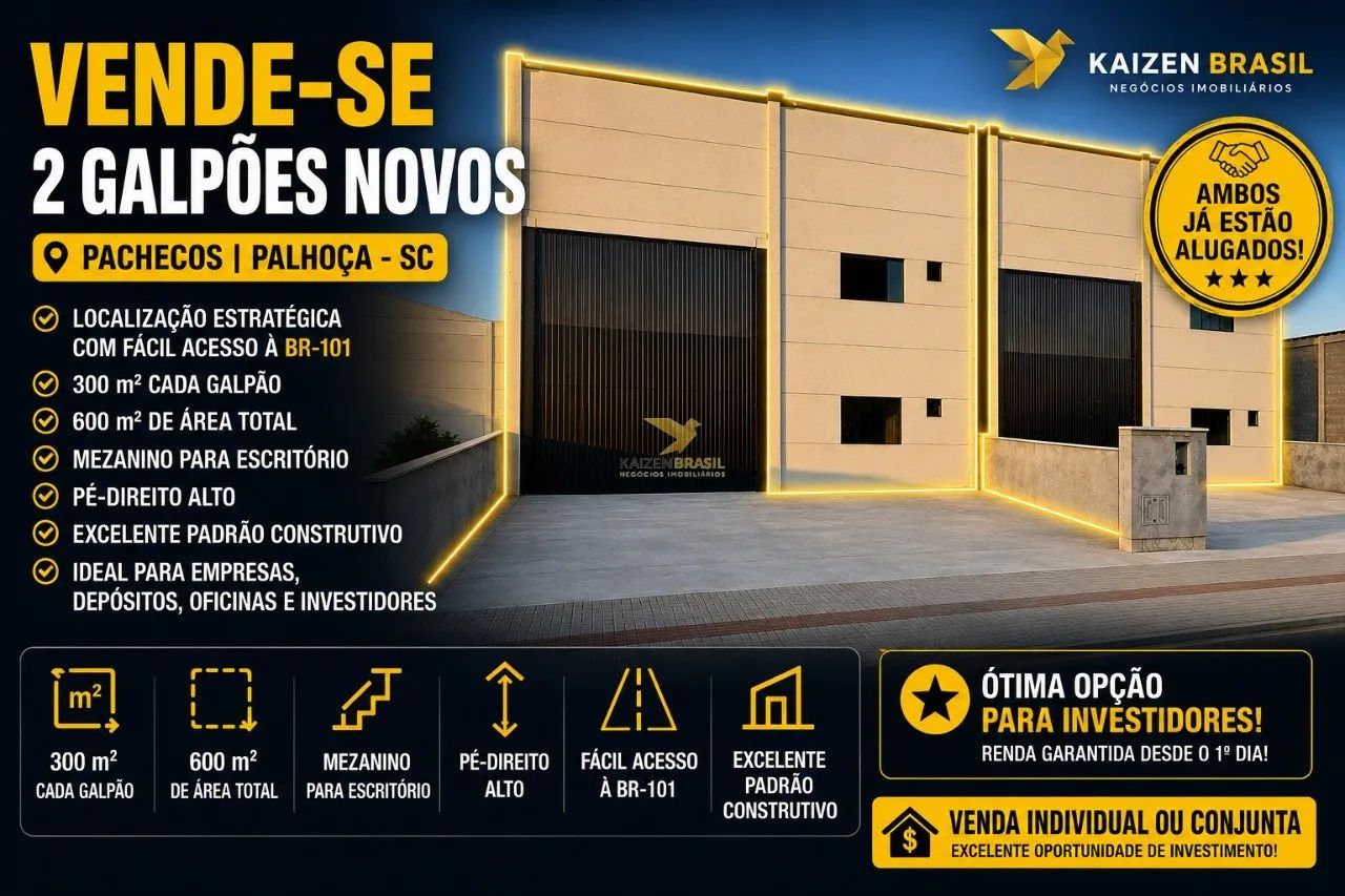 Vende-se 2 Galpões Novos - Pachecos, Palhoça/SC