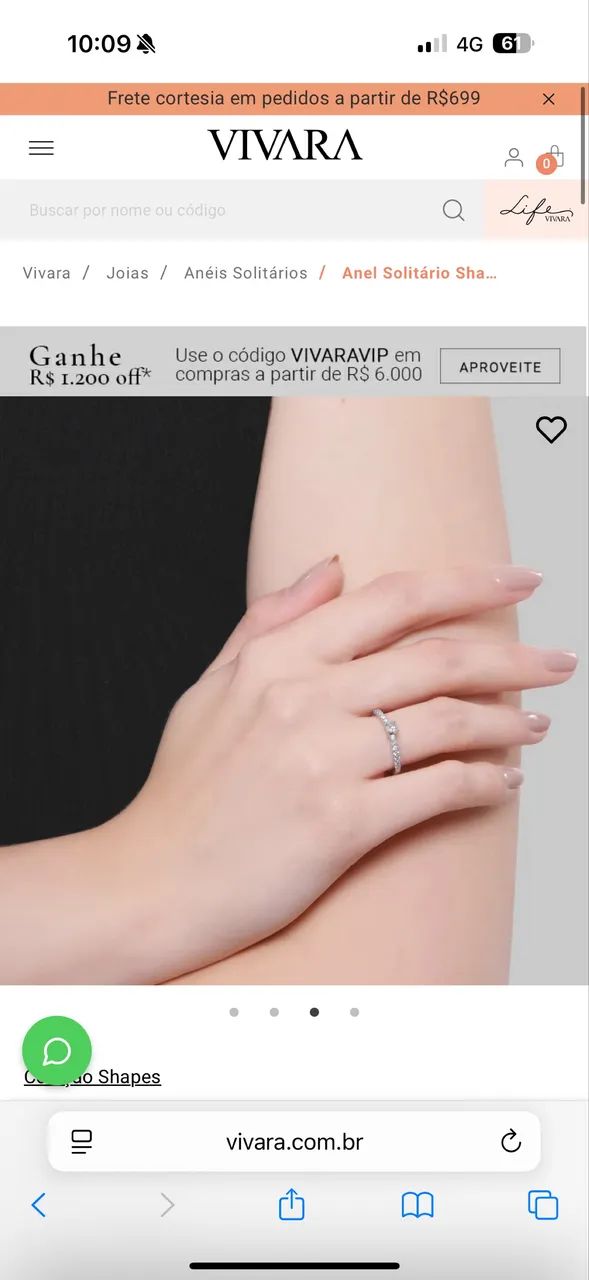 Anel solitário vivara 0,37ct - Foto 4