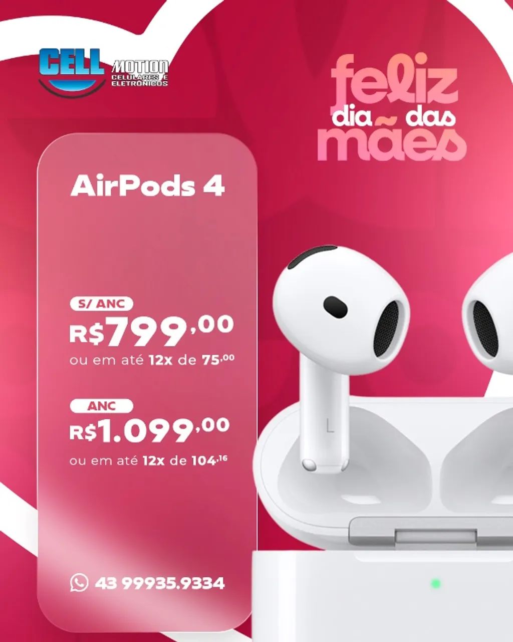 AirPods4 ANC無し AirPods 4 sem ANC - Acessórios de Celular - Bequimão, São Luís