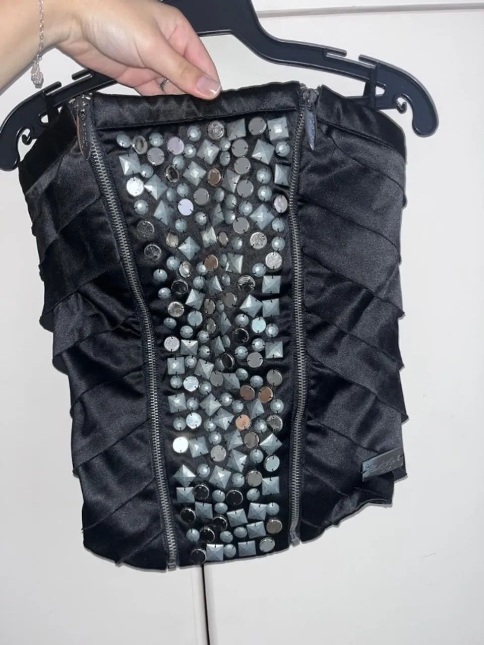 Corset preto com detalhes prata PLANET GIRLS - Roupas - Centro