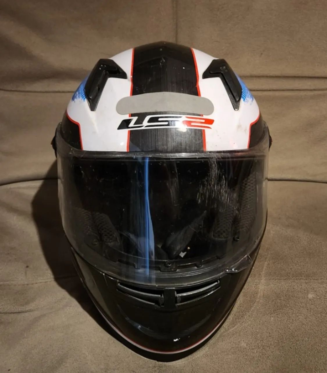 Capacete para Moto LS2 FF358 Stinger (Branco, Azul e Vermelho