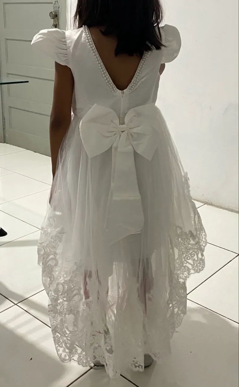 Vestido branco infantil rendado  - Foto 2