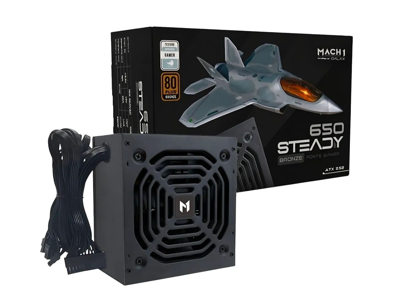 FONTE GALAXY MACH1 STEADY 650W, 80 PLUS BRONZE. NOVA NA CAIXA.
