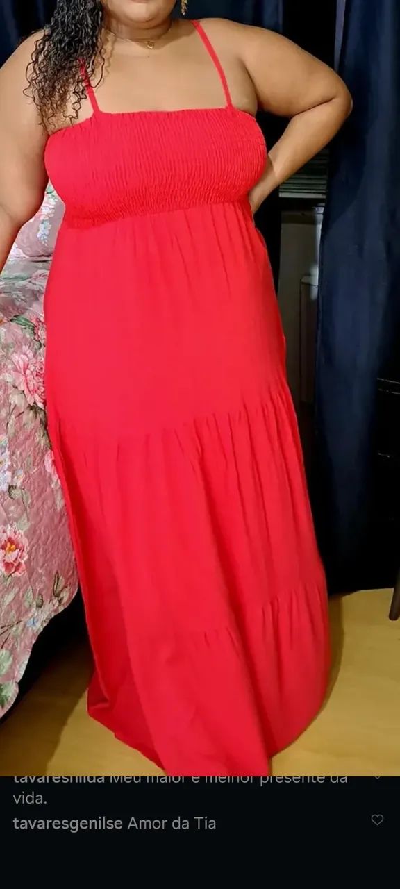 Vestido vermelho longo de lastex  - Foto 2