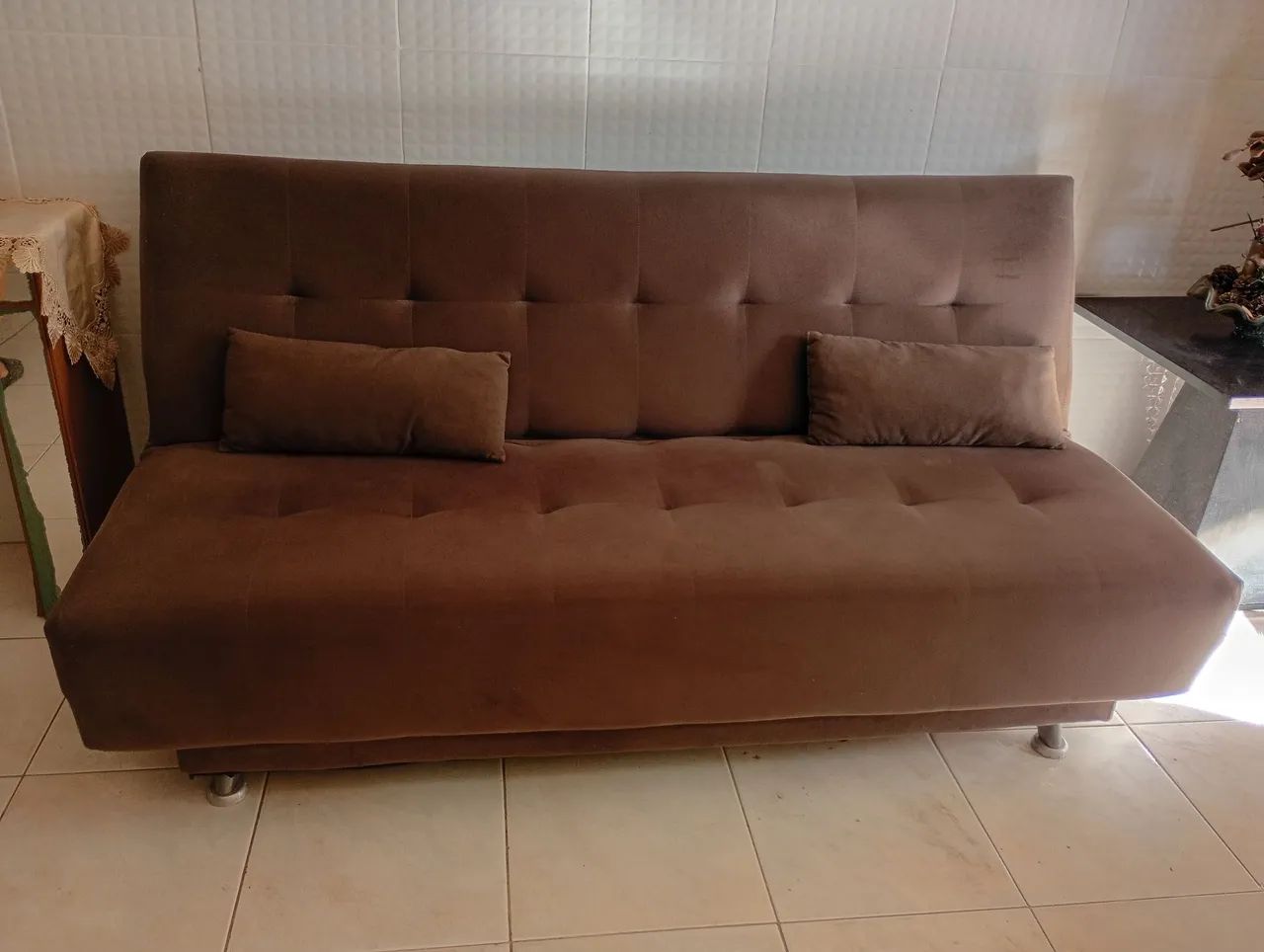 Sofá Cama 3 Lugares Laila Marrom Matrix
