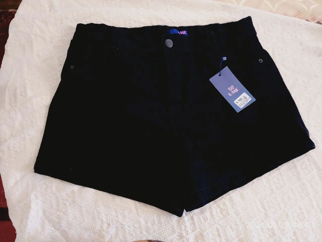 Short Jeans preto com Lycra 46 - novo