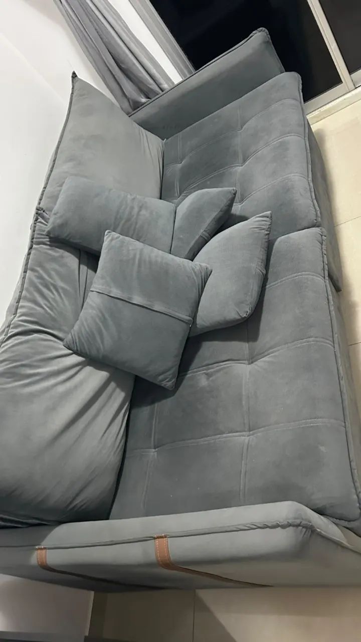 sofa retratil 2 metros cinza escuro - Foto 3