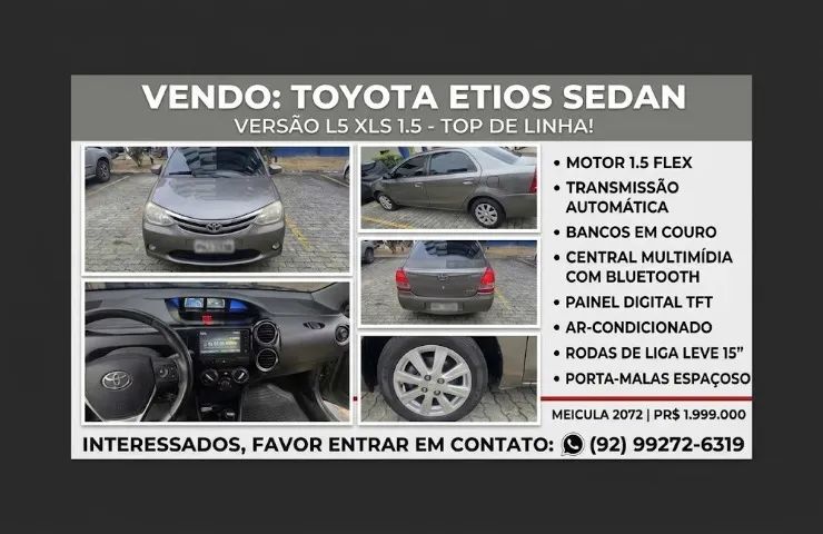 Toyota Etios 1.5 XLS SEDAN 16V FLEX 4P AUTOMÁTICO 2017